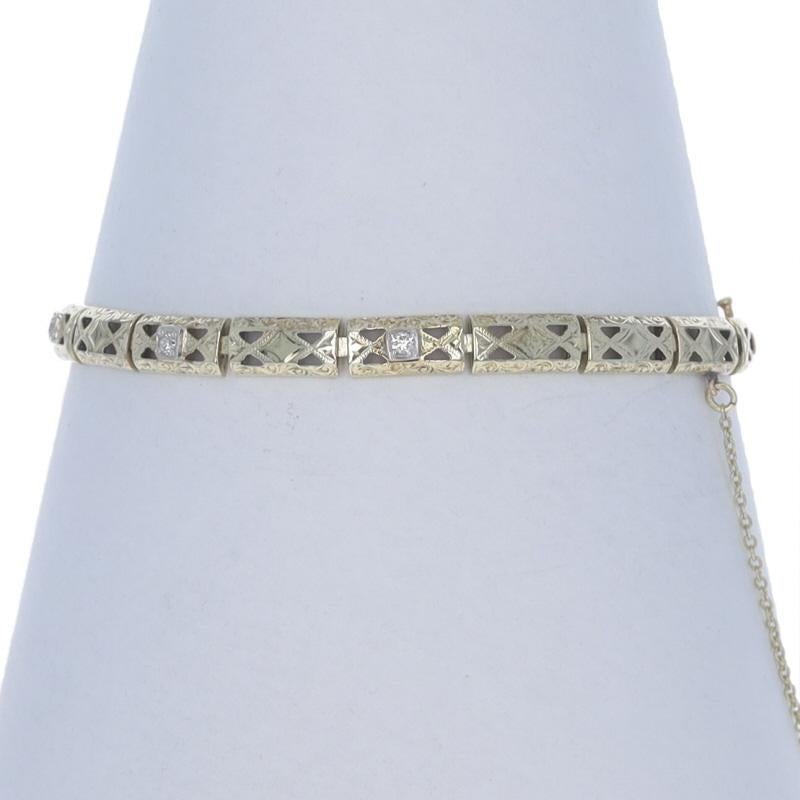 Yellow Gold Diamond Art Deco Link Bracelet 7