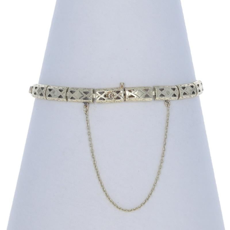 Yellow Gold Diamond Art Deco Link Bracelet 7