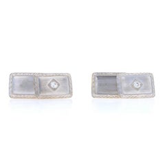 Gemelos de hombre Art Decó de oro amarillo con diamantes -14k europeo .30ctw Grabado Vintage