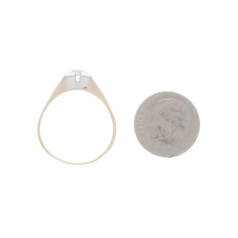 Anillo de oro amarillo con diamantes Art Decó para hombre -14k Europeo .50ct Solitario en forma de hoja de vid en venta 1