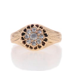 Yellow Gold Diamond Art Deco Men's Ring - 14k Rose .50ctw Vintage Cluster Halo