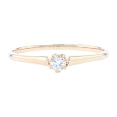 Yellow Gold Diamond Art Deco Solitaire Engagement Ring, 14k Euro .10ct Vintage