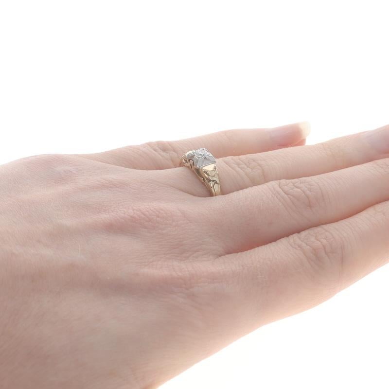 Bague de fiançailles solitaire Art Deco en or jaune - 14k Euro .22ct Vintage Excellent état - En vente à Greensboro, NC