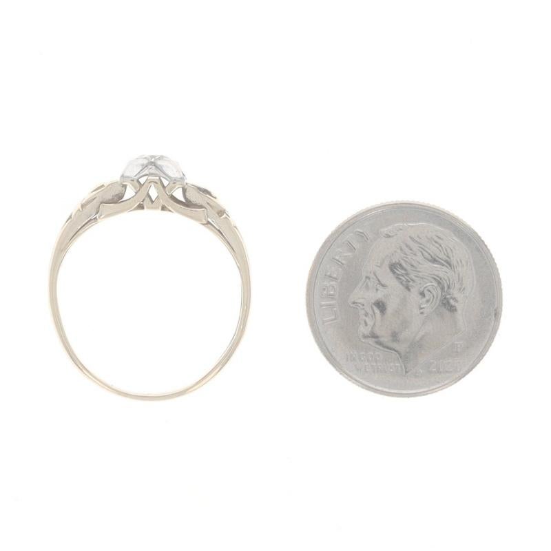 Bague de fiançailles solitaire Art Deco en or jaune - 14k Euro .22ct Vintage Pour femmes en vente
