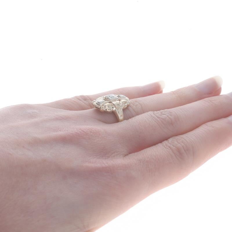 Yellow Gold Diamond Art Deco Solitaire Ring - 14k Single Cut Milgrain 1