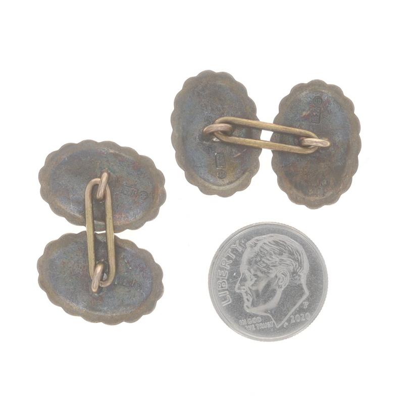 Yellow Gold Diamond Art Deco Star Men's Cufflinks - 14k European .10ctw Vintage In Good Condition For Sale In Greensboro, NC