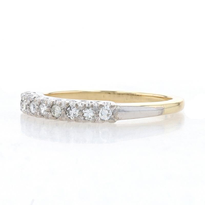 Women's Yellow Gold Diamond Art Deco Wedding Band - 18k Single Cut .18ctw Vintage Ring For Sale