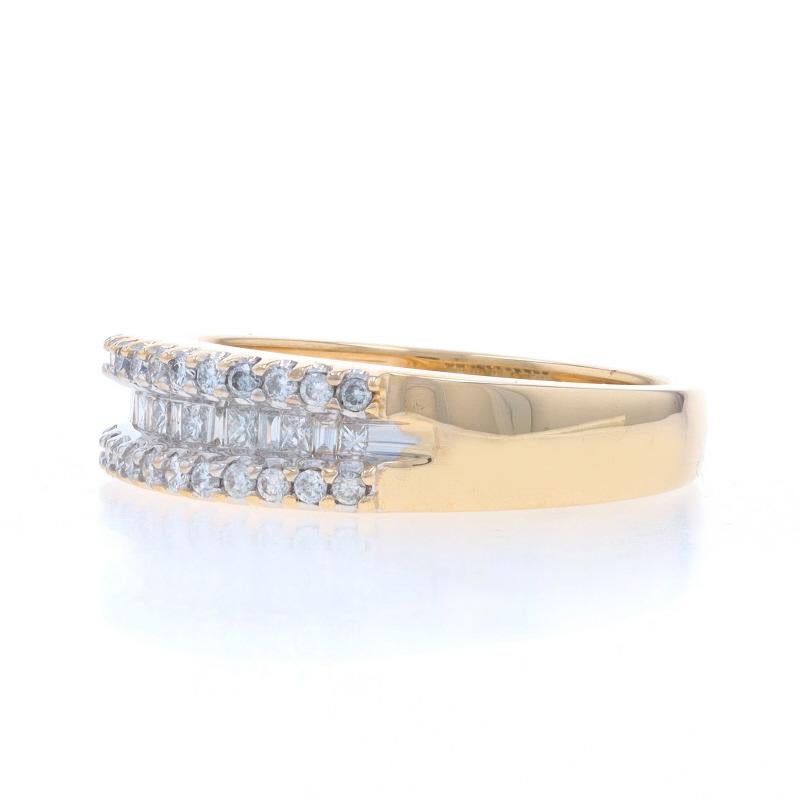 Princess Cut Yellow Gold Diamond Band - 14k Round, Princess, & Baguette .50ctw Wedding Ring For Sale