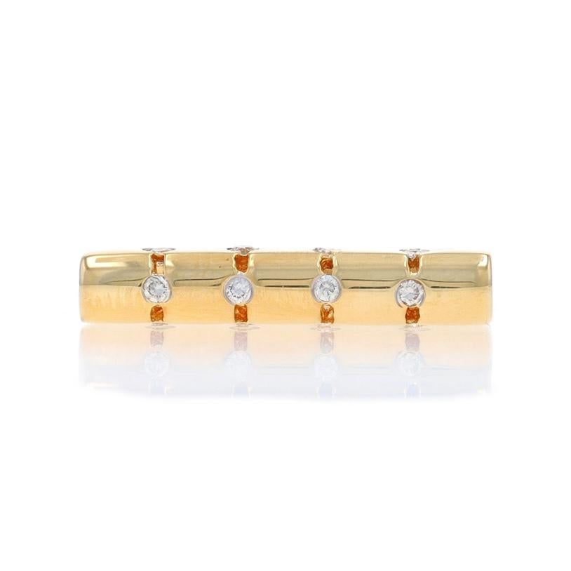 Size: 5
Sizing Fee: Up 1 1/2 sizes for $40 or Down 1/2 a size for $30

Metal Content: 18k Yellow Gold

Stone Information

Natural Diamonds
Carat(s): .12ctw
Cut: Round Brilliant
Color: F - G
Clarity: VS1 - VS2

Total Carats: 0.12ctw

Style: