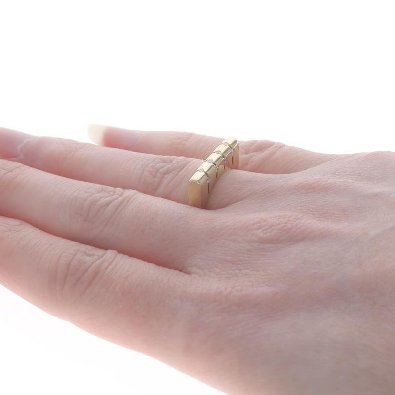 Women's Yellow Gold Diamond Band - 18k Round Brilliant .12ctw Stripe Bar Ring For Sale