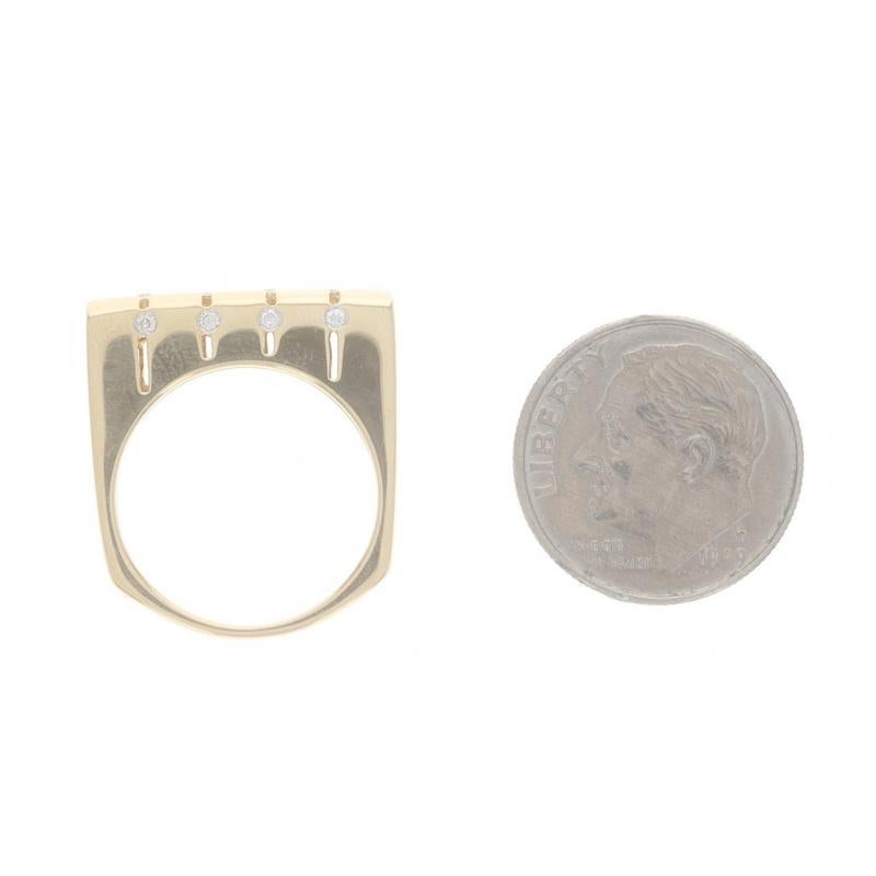 Yellow Gold Diamond Band - 18k Round Brilliant .12ctw Stripe Bar Ring For Sale 1