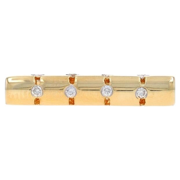 Anillo de diamantes de oro amarillo - Anillo de barra de diamantes redondos brillantes .12ctw de 18k