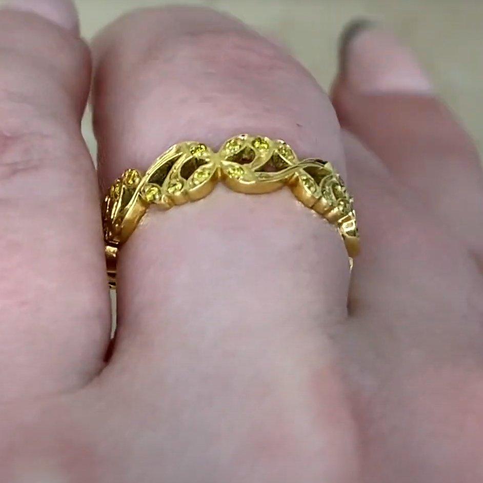 Anillo de diamantes de oro amarillo (aprox. 0,4 quilates), Anillo de eternidad de diamantes amarillos Art Decó en venta