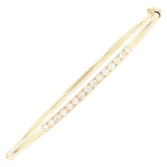 Yellow Gold Diamond Bangle Bracelet, 14 Karat Round Brilliant Cut .60 Carat