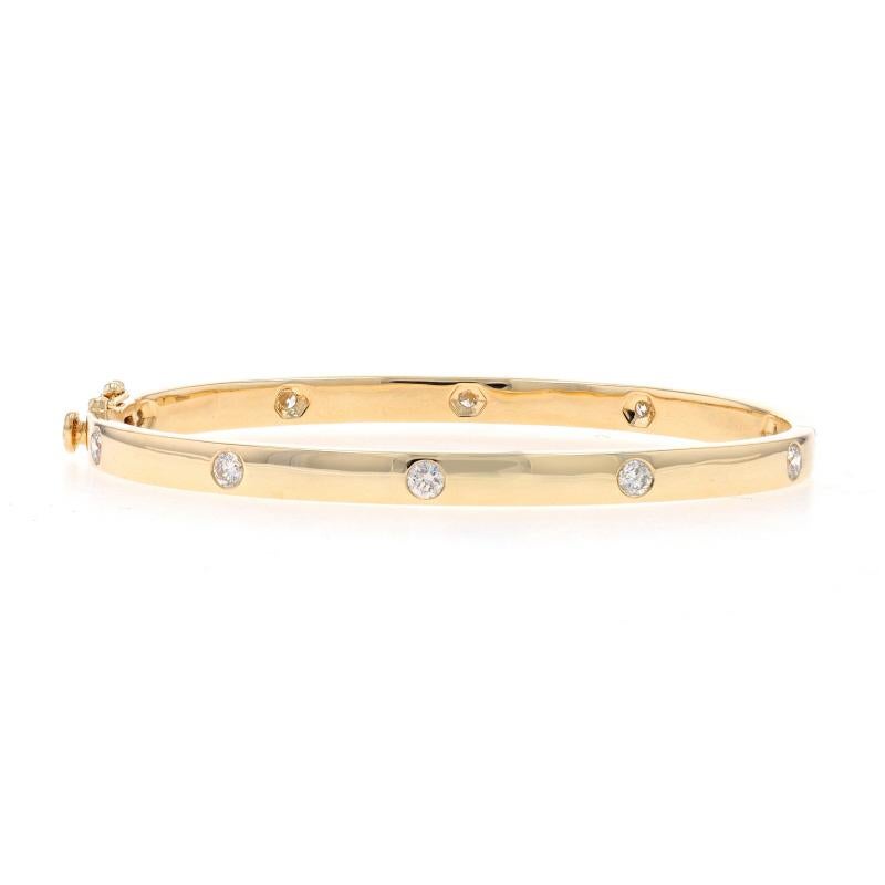 Women's Yellow Gold Diamond Bangle Bracelet 6 1/2