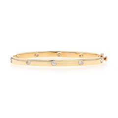 Yellow Gold Diamond Bangle Bracelet 6 1/2" - 14k Round Brilliant 1.13ctw