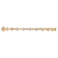 Bracciale con diamanti in oro giallo da 6,5" - 14k Ovale rotondo a brillante 1,35ctw