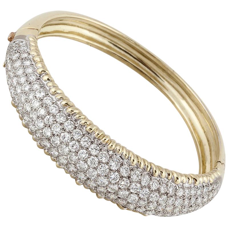 White Gold Diamond Bangle Bracelet 14K White Gold Diamond  Etsy Singapore