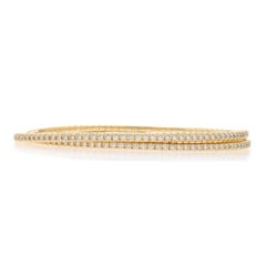 Yellow Gold Diamond Bangle Crossover Bracelet 6 1/2" 14k Round Brilliant 1.71ctw