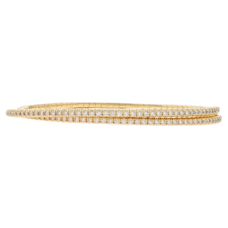 Yellow Gold Diamond Bangle Crossover Bracelet 6 1/2" 14k Round Brilliant 1.71ctw