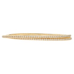 Yellow Gold Diamond Bangle Crossover Bracelet 6 1/2" 14k Round Brilliant 1.71ctw