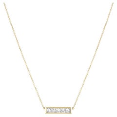 Yellow Gold Diamond Bar Necklace 1.00 Carat