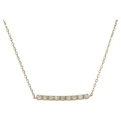 Vintage Yellow Gold Diamond Bar Necklace, 14k Round Brilliant .15ctw Adjustable Length
