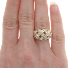 Anneau en or jaune avec dôme en forme de panier et diamants - 14k Round .34ctw Woven Ring