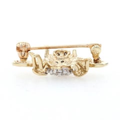 Yellow Gold Diamond Bee Brooch, 10k Single Cut .25ctw Flying Insect Pin