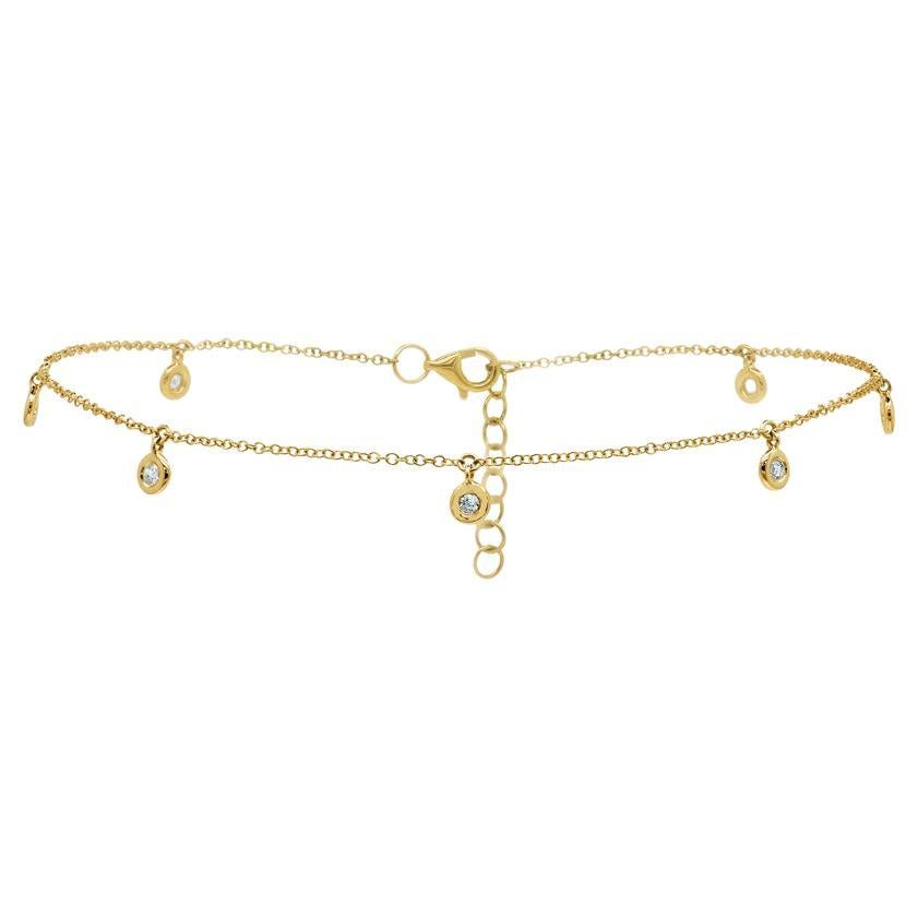Bracelet de cheville en or jaune avec chaton en diamant