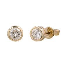Yellow Gold Diamond Bezel Set Stud Earrings