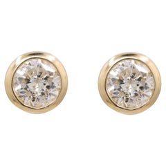 Yellow Gold Diamond Bezel Set Stud Earrings
