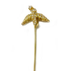 Yellow Gold Diamond Bird Stick Pin