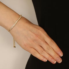 Yellow Gold Diamond Bolo Bracelet, 14k Round Brilliant 3.05ctw Adjustable Length