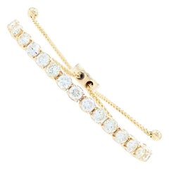 Yellow Gold Diamond Bolo Bracelet, 14k Round Brilliant 3.05ctw Adjustable Length