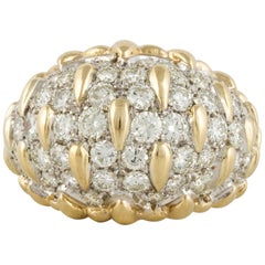 Bague Bombé Dome en or jaune 18K avec diamants