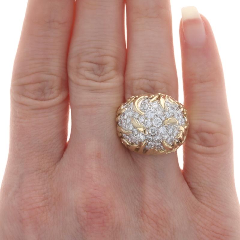 Size: 6 1/2
Sizing Fee: Up 1 1/2 sizes for $40 or Down 1 1/2 sizes for $30

Metal Content: 14k Yellow Gold & 14k White Gold

Stone Information

Natural Diamonds
Carat(s): 2.00ctw
Cut: Round Brilliant
Color: F - G
Clarity: SI1 - SI2

Total Carats: