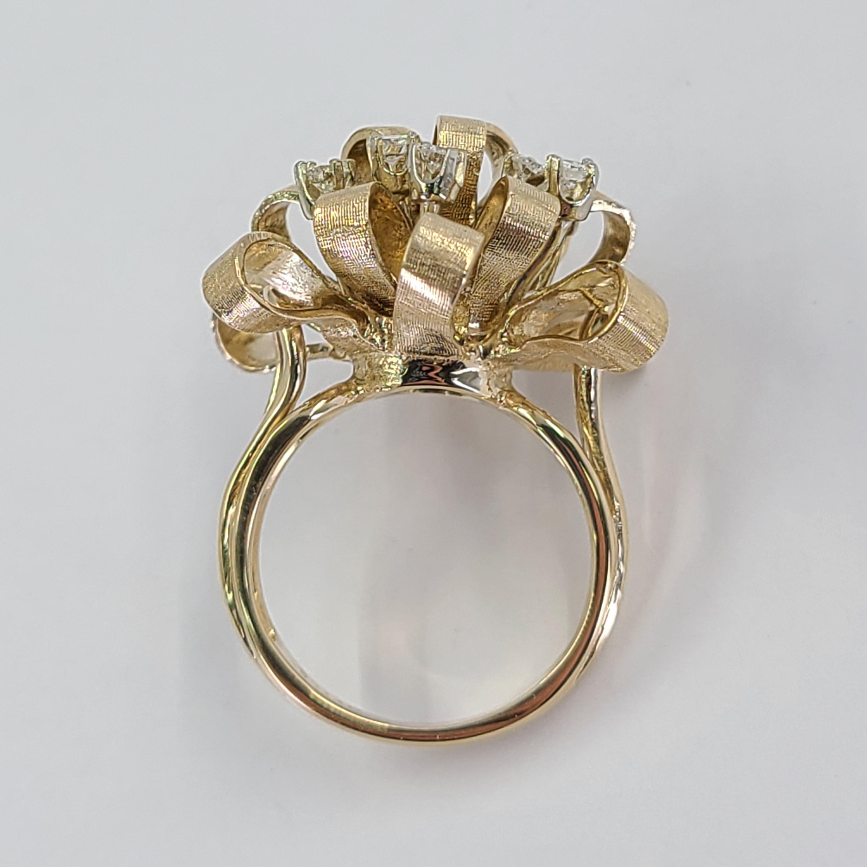 Gelbgold Diamant-Schleifenring (Rundschliff)