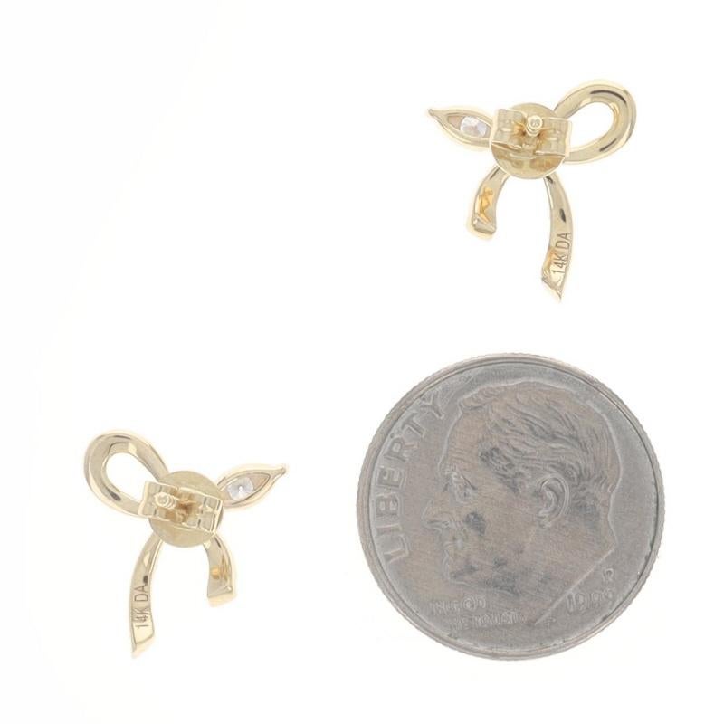 Boucles d'oreilles Bow en or jaune - 14k diamant rond brillant 0.29ctw Pour femmes en vente