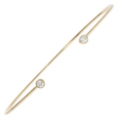 Yellow Gold Diamond Bracelet, 14 Karat Round Brilliant Cut .15 Carat Cuff