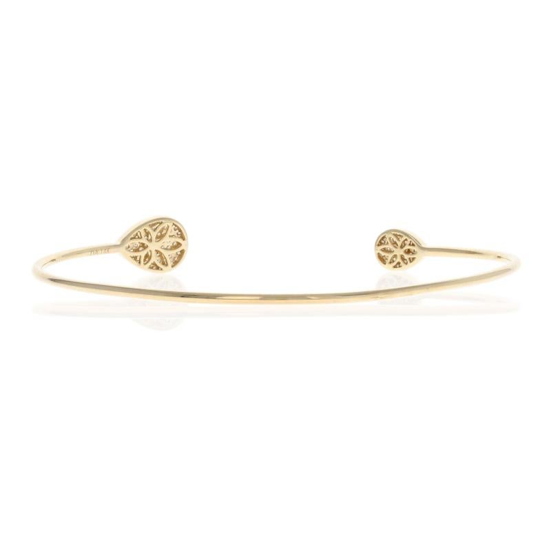 Round Cut Yellow Gold Diamond Bracelet, 14 Karat Round Brilliant .23 Carat Teardrop Cuff