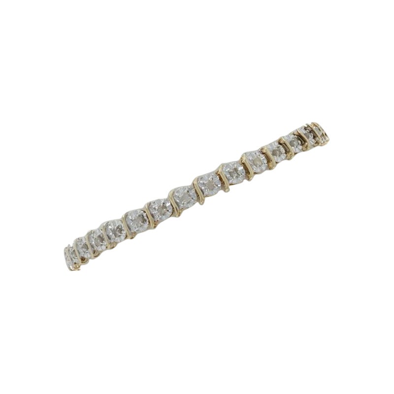 Yellow Gold Diamond Bracelet 7" - 10k Rough 1.00ctw For Sale