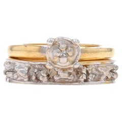 Gelbgold Diamant Braut Charms - 14k Mini Hochzeit Set Replik