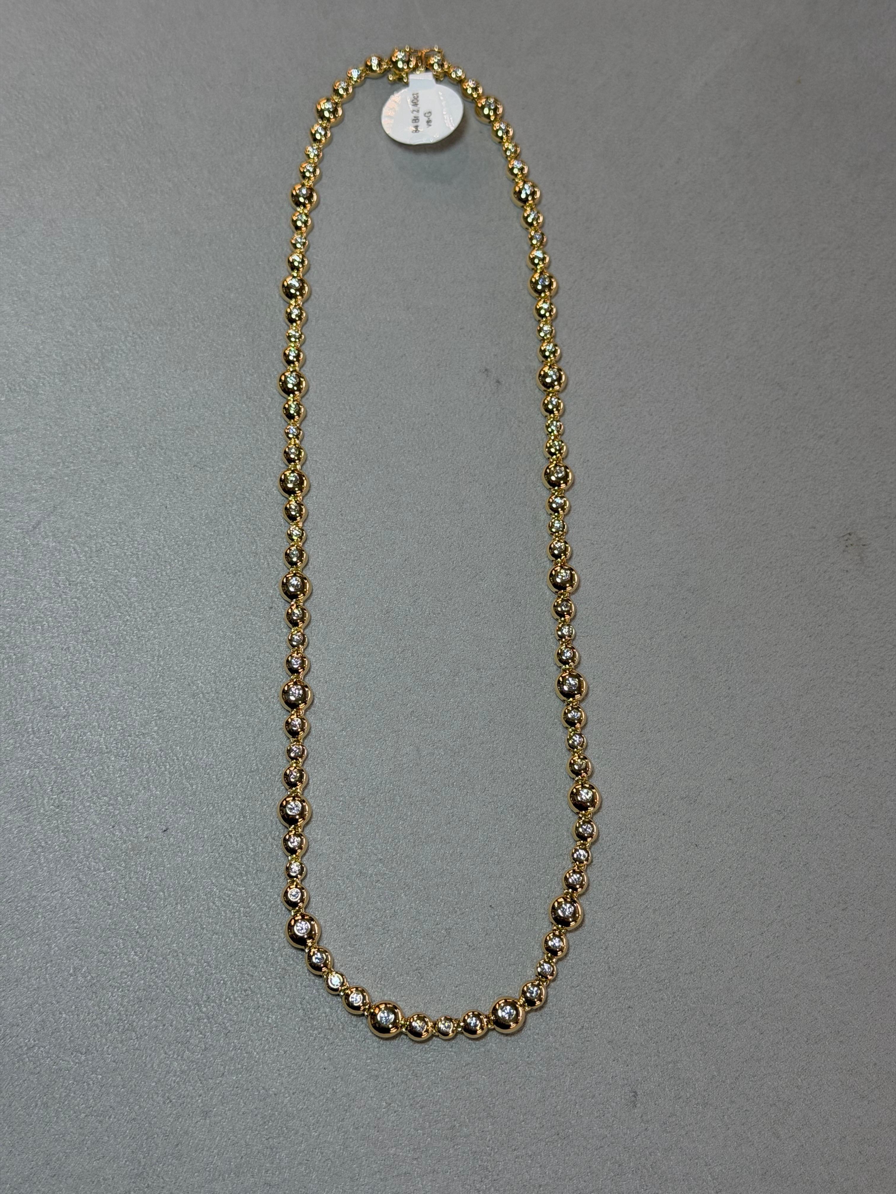 Yellow Gold Diamond Bubble Necklace in vendita 2