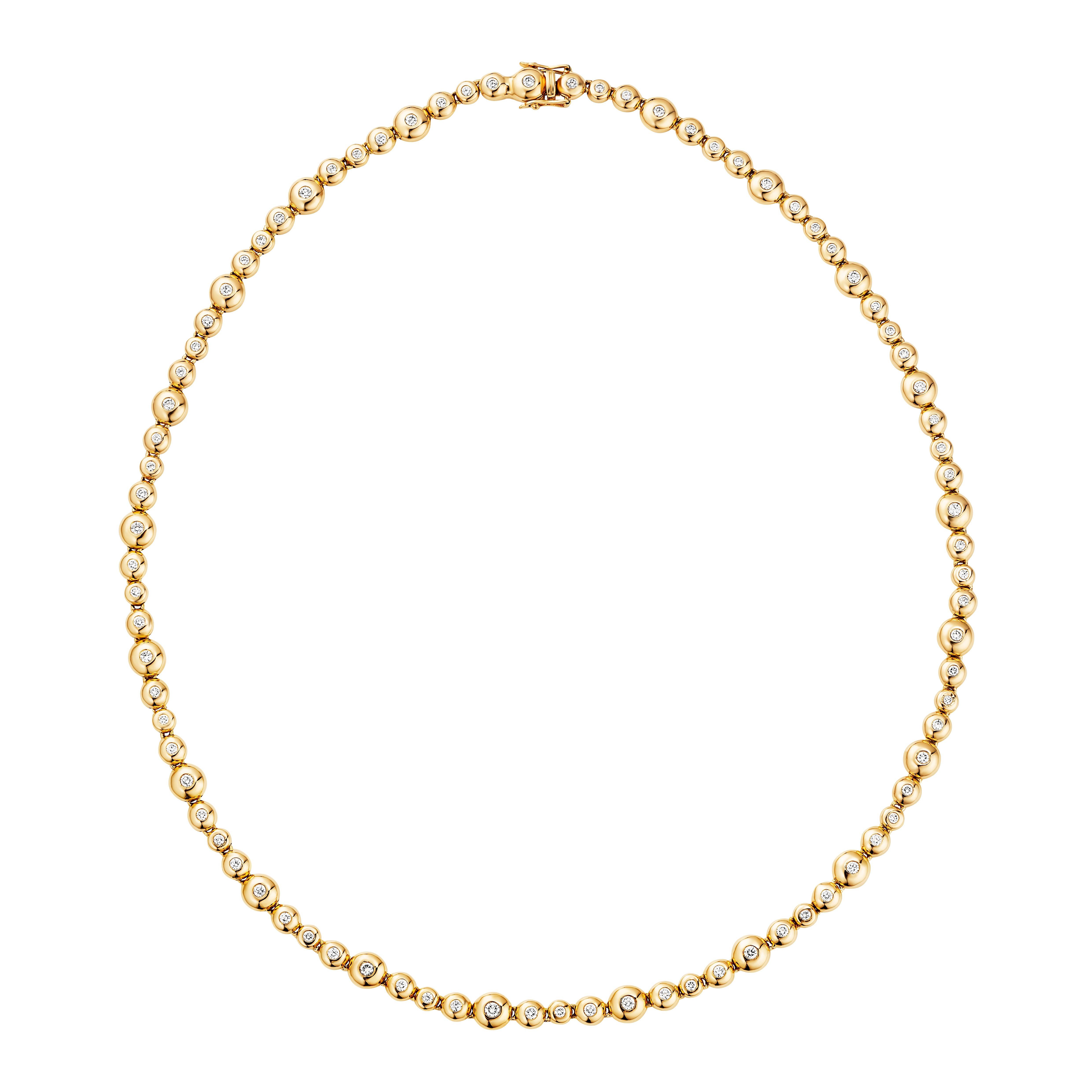 Yellow Gold Diamond Bubble Necklace