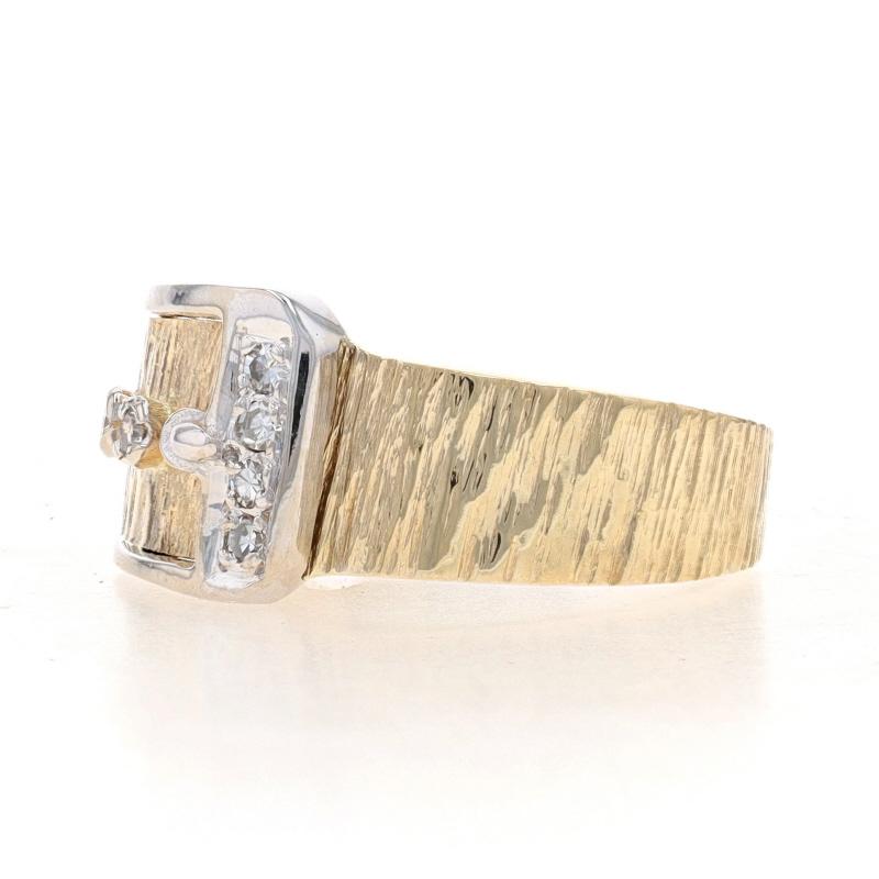 Gelbgold-Diamant-Schnallenring - 14k Einzelschliff .10ctw Ring (Einfacher Schliff) im Angebot