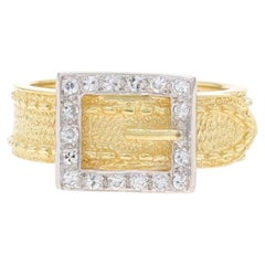 Anneau en or jaune avec boucle en diamant - 18k Single Cut .26ctw Halo Ring