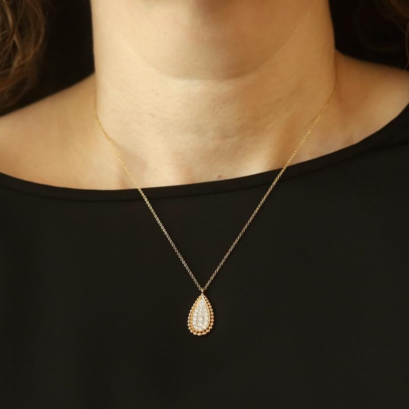 Collar de oro amarillo con diamantes en forma de lágrima 17 3/4