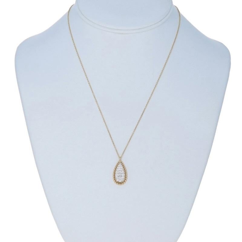 Collar de oro amarillo con diamantes en forma de lágrima 17 3/4