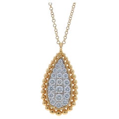 Collar de oro amarillo con diamantes en forma de lágrima 17 3/4" - 14k redondo .67ctw